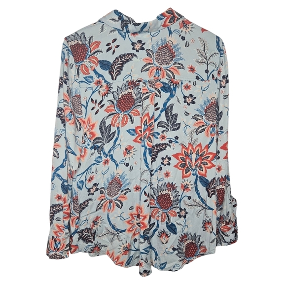 Chico's Women Modal Sand Wash Satin Paisley Floral Print Button Up Shirt 12 / 14 - Picture 2 of 8